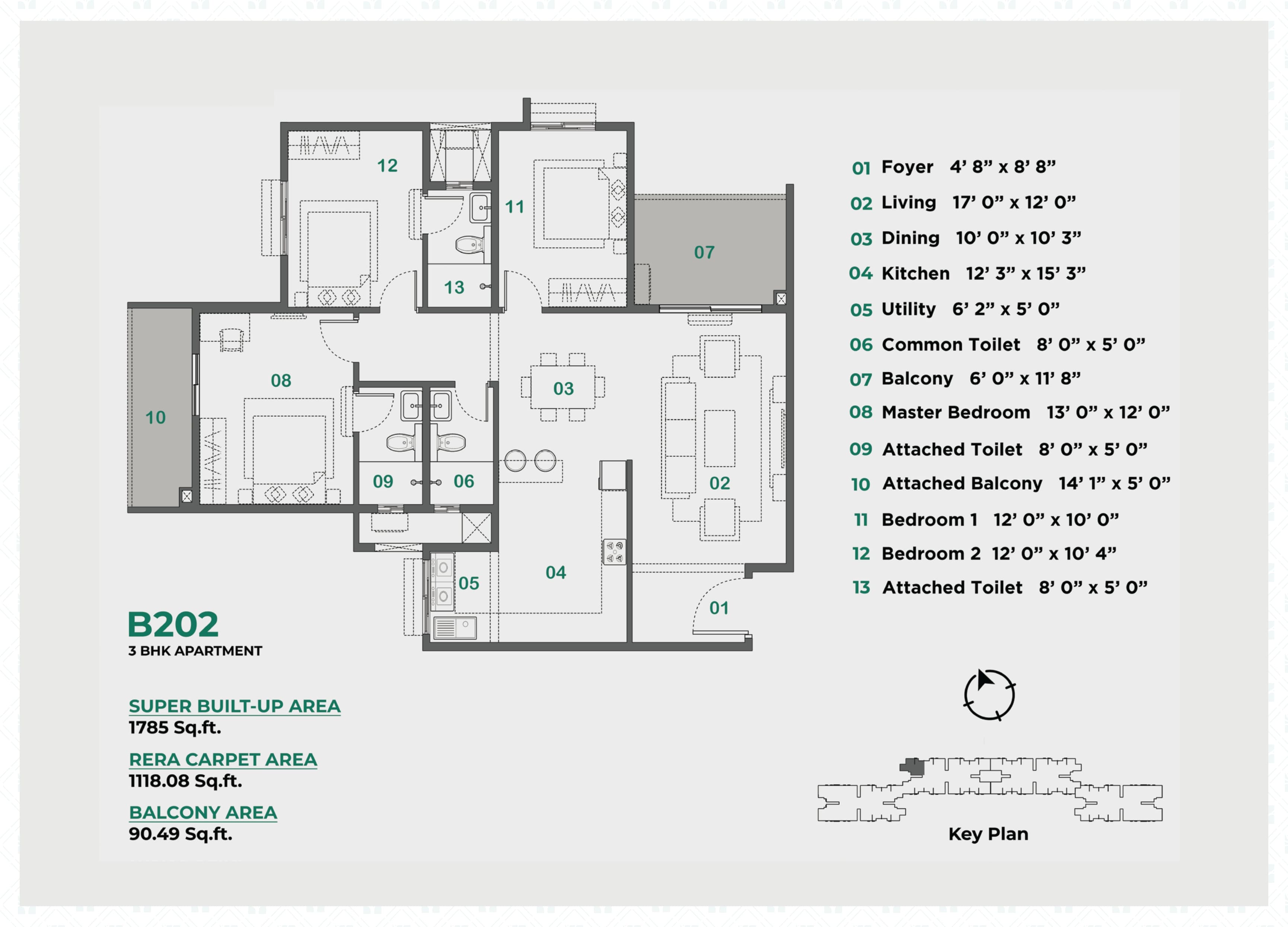 3 BHK Floor Plan